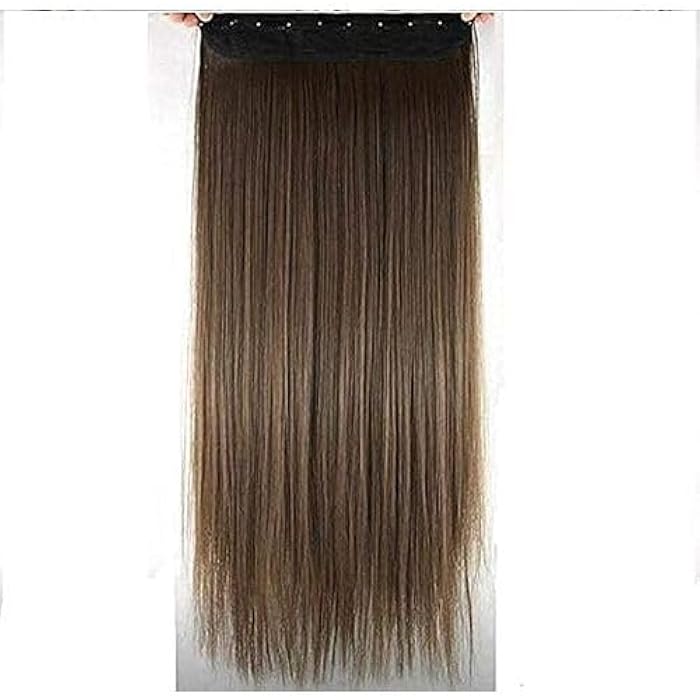 DILLARDS Long Straight Synthetic Hair Extension With 5 Clips Dark Brown Ombre Light Brown - Image 1